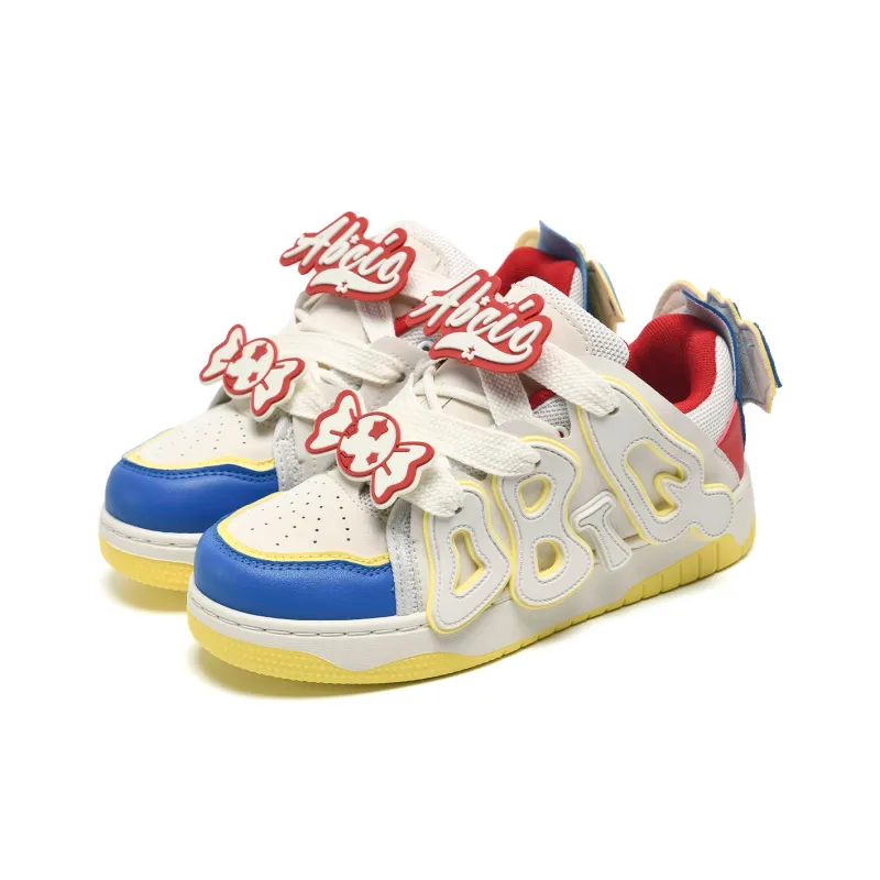 ABCIO Anti Slip Wear Resistant Low Top Skateboard Shoes Women's White Red-62