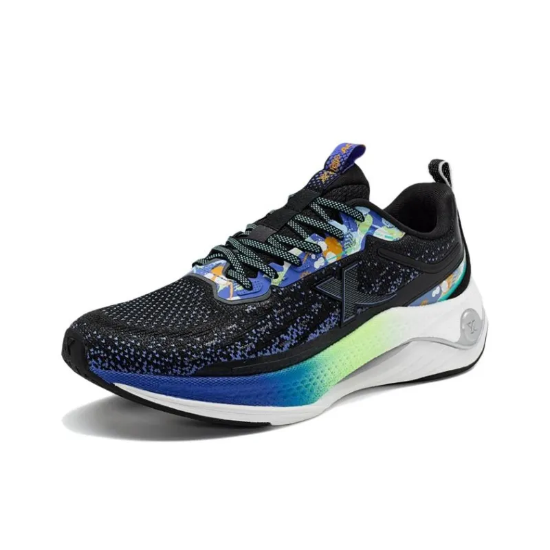 XTEP Cushioning Anti Slip And Wear Resistant Low Top Running Shoes Men's Black Green Blue-1