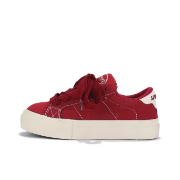 Binya Slip-Resistant Low-Top Skateboard Shoes Women's Red