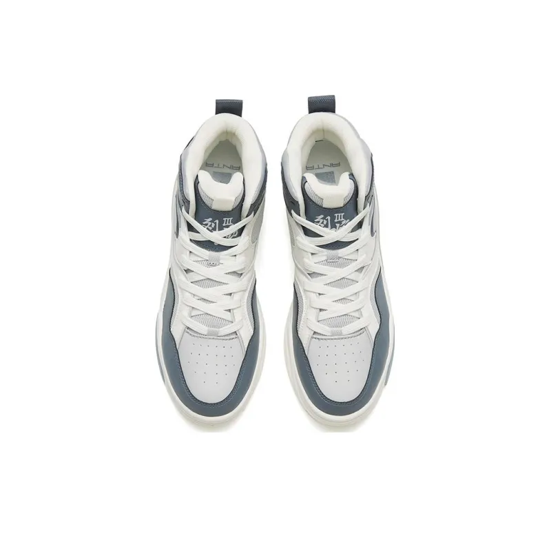 Anta Flame 3 Non slip Lightweight High Top Skateboard Shoes Men's White Blue-2