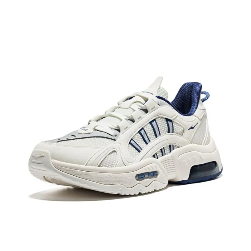 Erke Cushioning Anti Slip And Wear Resistant Low Top Running Shoes Men's Microcrystal White Core Blue-1