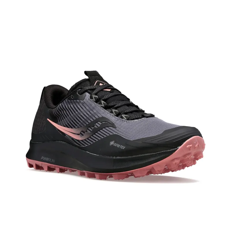 Saucony Peregrine 12 Cushioning, Slip Resistant, And Abrasion Resistant Low Top Running Shoes Women's Black Pink-2
