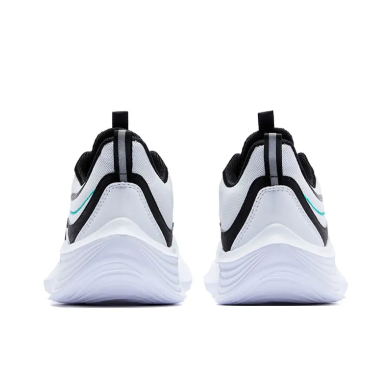 QIAODAN Anti Slip Wear Resistant Breathable Lightweight Low Top Sprint Running Shoes Men's White Black-4