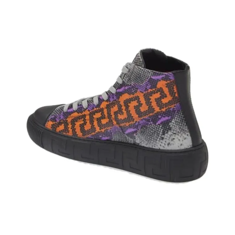 FANSIZHE High Top Stylish Skateboarding Shoes Men's Gray Orange Purple-3