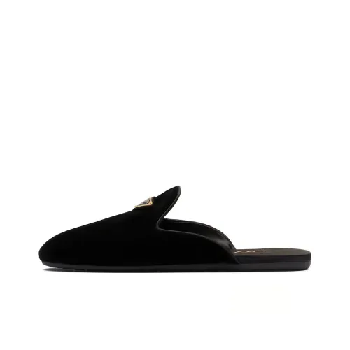 PRADA Triangle-logo Velvet Slippers