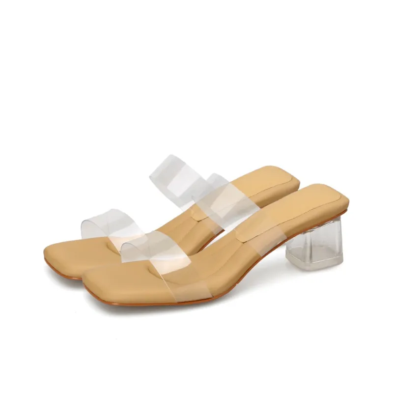 Naiyee Slide Slippers Women's Ecru Low Heel/Apricot Low Heel/Ecru High Heel/Apricot High Heel-5