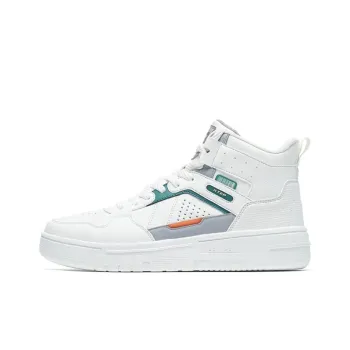 XTEP Off White Anti Slip Wear Resistant High Top Skateboard Shoes White Green