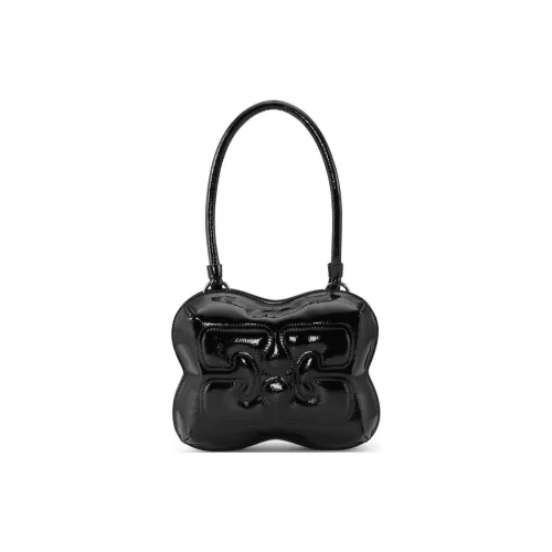 GANNI Butterfly Patent-leather Top-handle Bag