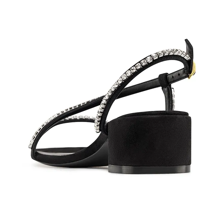 Stuart Weitzman/SW Soiree Crystal 35 Strap Sandals Women's Black-4