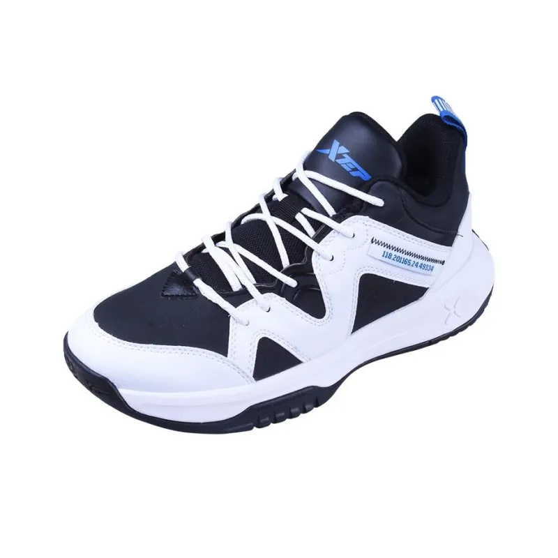 XTEP Cushioned Anti Slip And Wear Resistant Warm Low Top Running Shoes Men's White Black-1