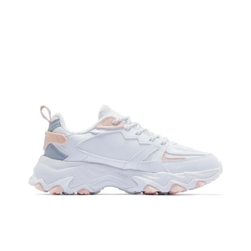 QIAODAN Abrasion Resistant Slip Resistant Shock Absorbers Low Top Sports Casual Shoes Women's White Gray Pink-1