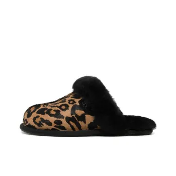 UGG Rubber Sole Quiet Quick Dry Wrap-toe Slippers Women's Leopard Print