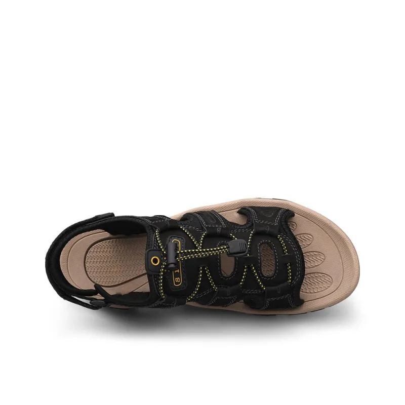 LAORENTOU Beach Sandals Men Black/Dark Brown/Khaki-3