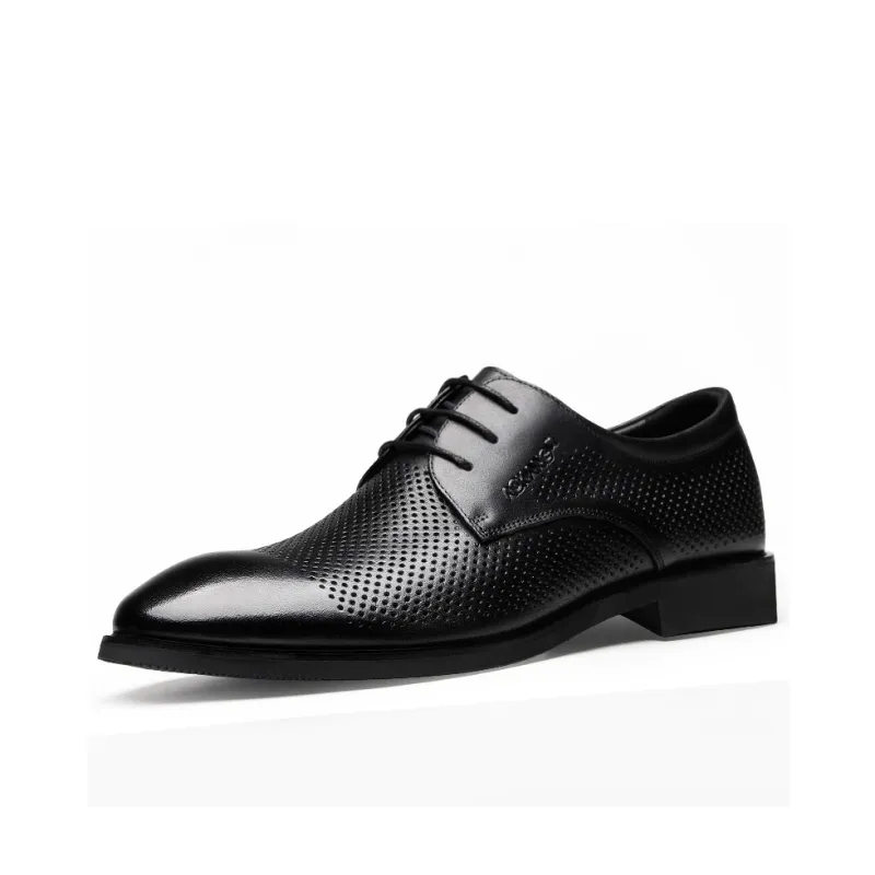 AOKANG Mesh Leather Sandal Dress Shoes Men's Black Brown-0