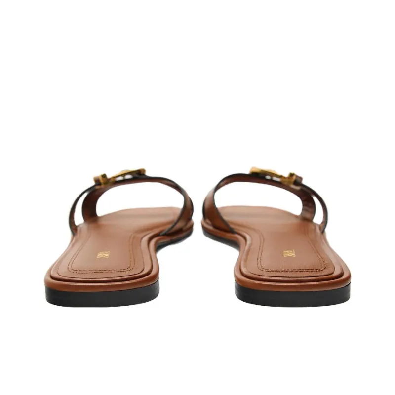 ZARA Quiet Slide Slippers Women's Brown-3