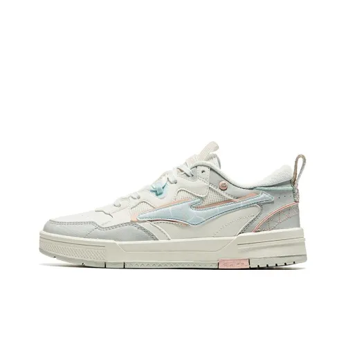 Erke Anti Slip Wear Resistant Low Top Skateboard Shoes Women's Microcrystal White Illusion Blue
