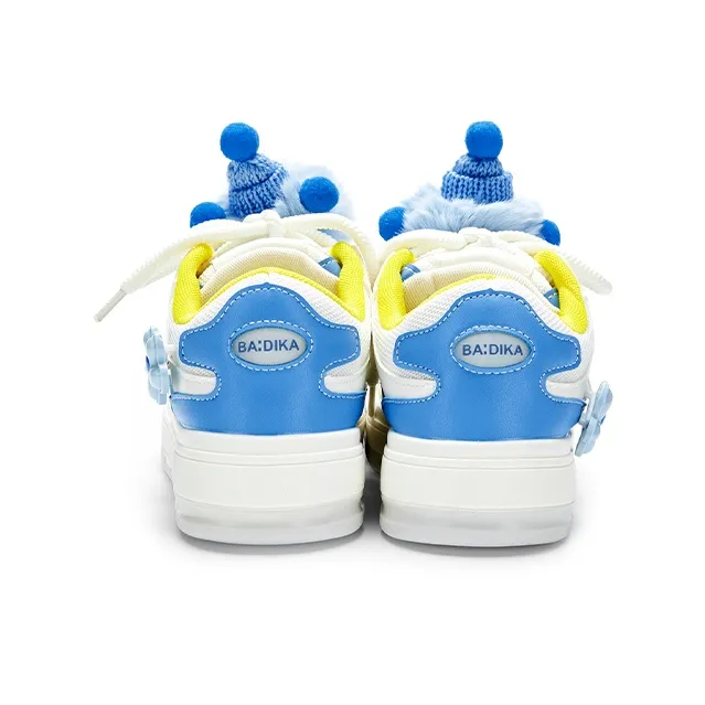 KARLIE KELLER Breathable Height Increasing Low Top Skateboard Shoes Women's Beige Blue-4