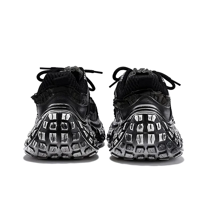 SELAIYA Low Top Chunky Sneakers Women's Gray Black-3
