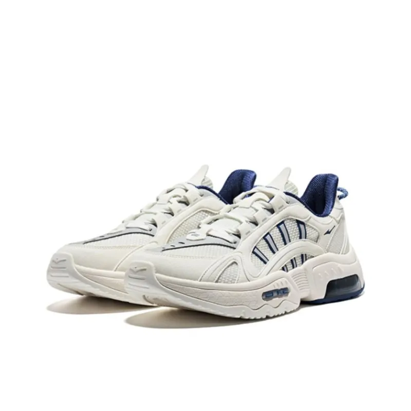 Erke Cushioning Anti Slip And Wear Resistant Low Top Running Shoes Men's Microcrystal White Core Blue-2
