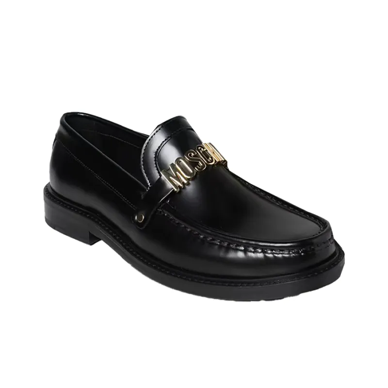 MOSCHINO Logo-lettering Leather Loafers-3