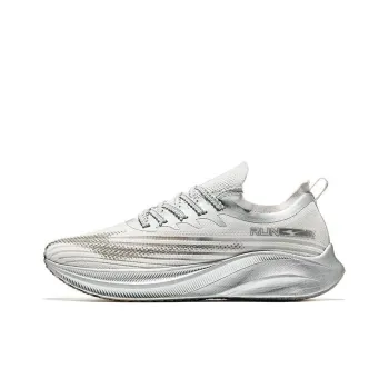 Erke Anti Slip And Wear Resistant Rebound Low Top Running Shoes Women's White Silver