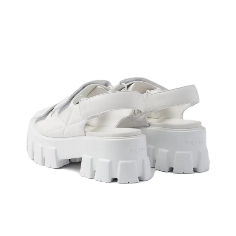 PRADA Triangle-logo Quilted Leather Sandals-2