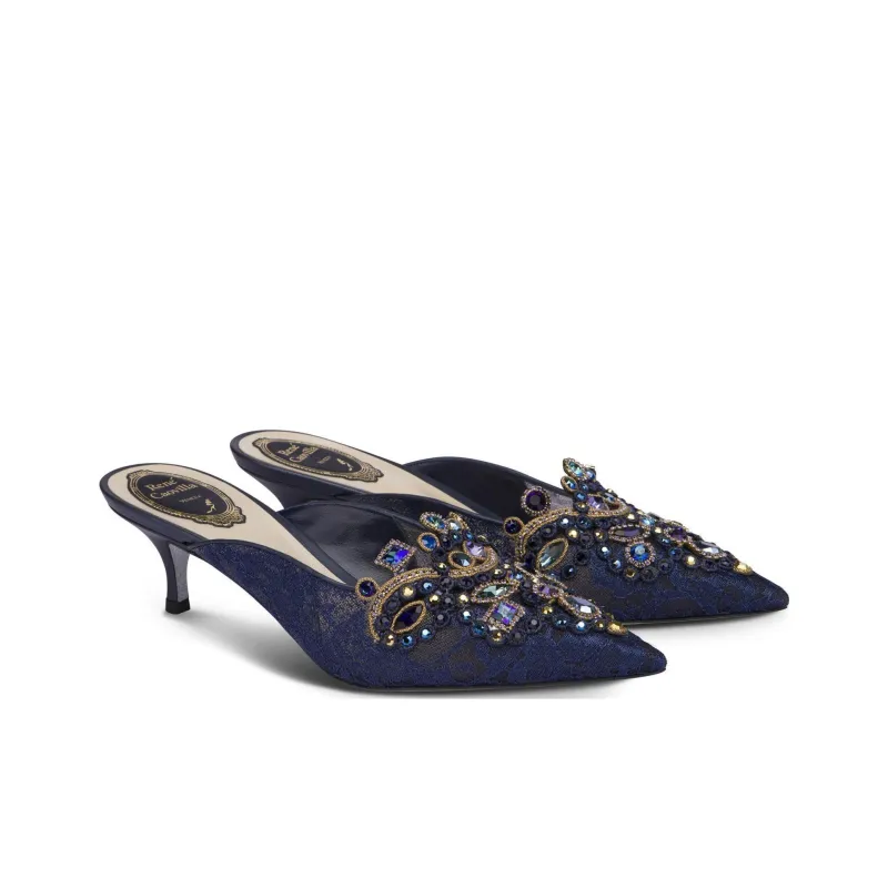 RENE CAOVILLA Wrap-toe Slippers Women's Blue-2