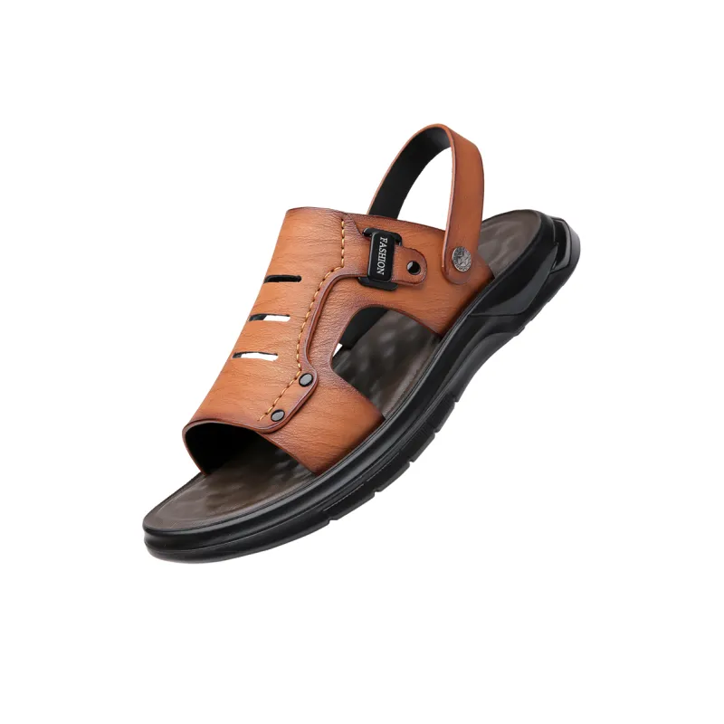 PAMATE Beach Sandals Men Gray/Yellow/Brown-11