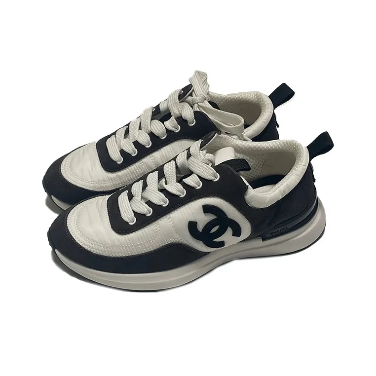 CHANEL Women's Suede Calfskin Sneaker 'White Dark Grey' Women's-2