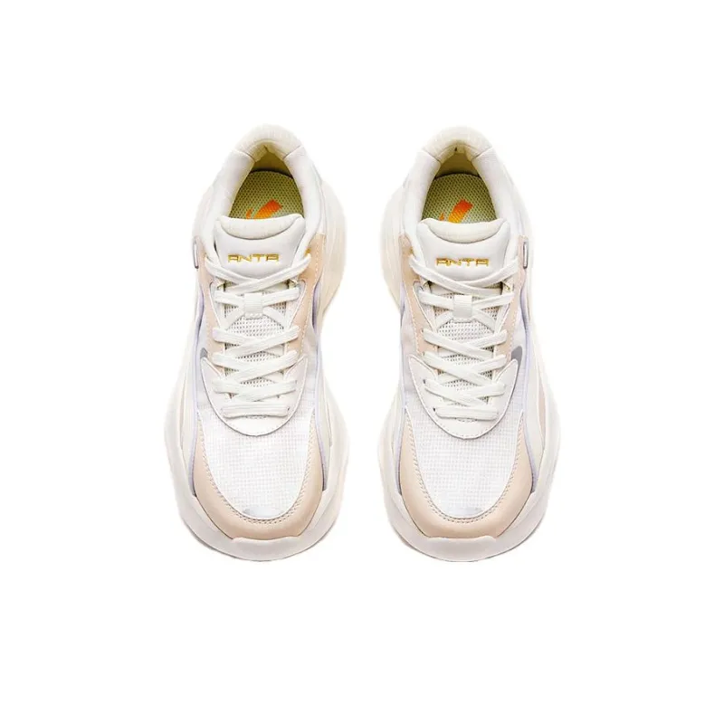 Anta Anti Slip Wear Resistant Low Top Chunky Sneakers Women's Ecru-2