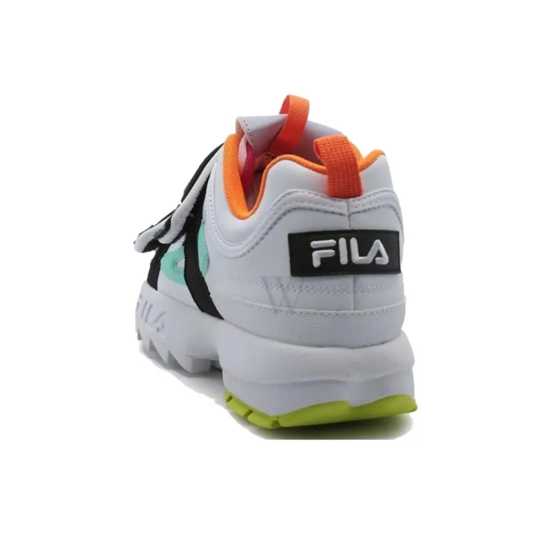 FILA Anti-Slip And Wear-Resistant Height Increasing Low-Top Casual Shoes Women's White Black Orange-3