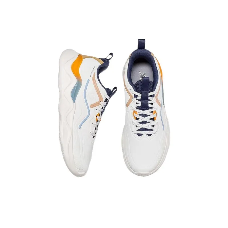 XTEP Cushioning Anti Slip And Wear Resistant Low Top Running Shoes Men's White Blue Brown-3