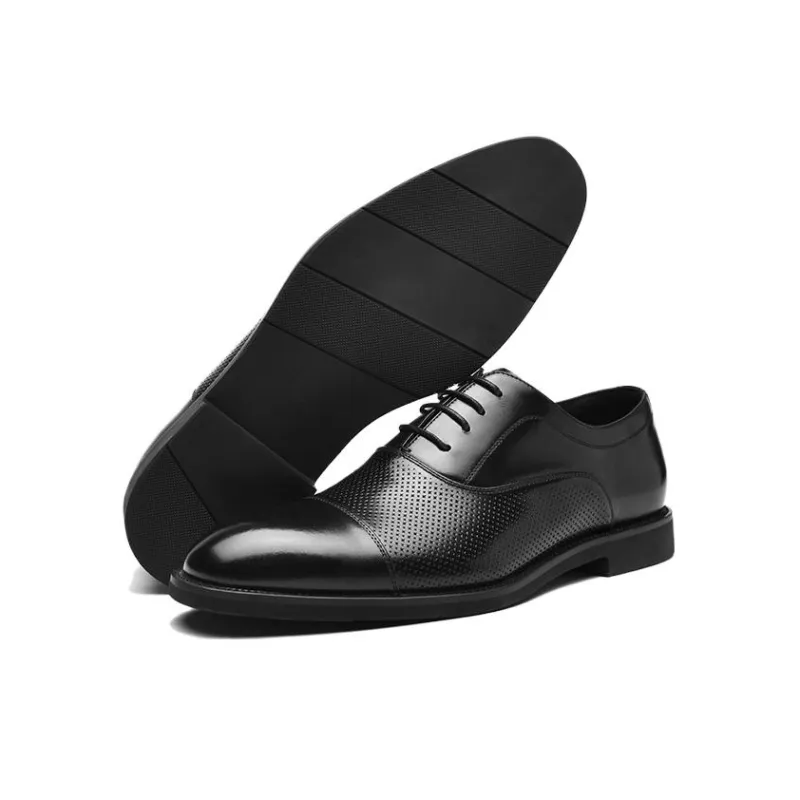 HLA Dress Shoes Men Low Top Black-4