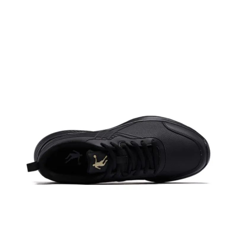 QIAODAN Cushioned Slip Resistant Abrasion Resistant Low Top Casual Running Shoes Men's Black Gold-3