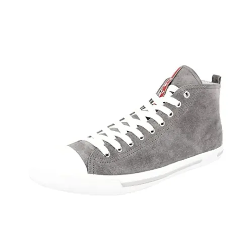 PRADA Skateboard Shoes Men High-Top Gray