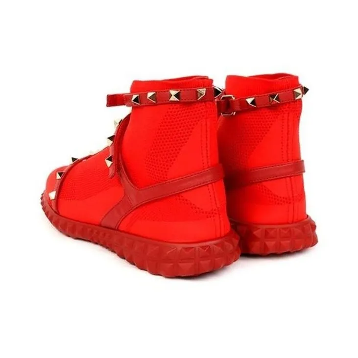 Valentino High Top Sports Casual Shoes Women's Red-4