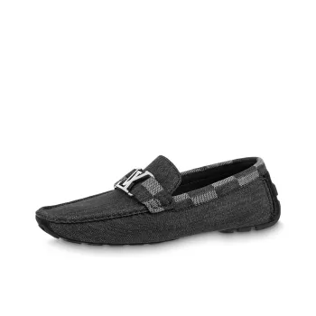 LOUIS VUITTON Hockenheim Moccasin Shoes 'Grey With Plaid Collar'