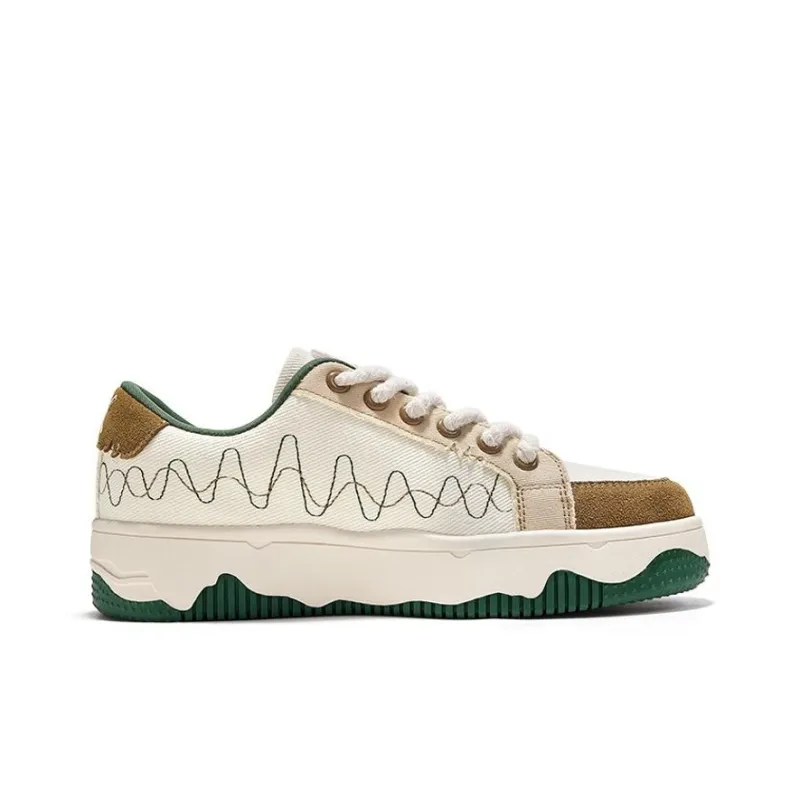 Xihu Music Festival x Feiyue Slip-Resistant Cushioning Low-Top Skateboard Shoes Unisex Beige Green Brown-1