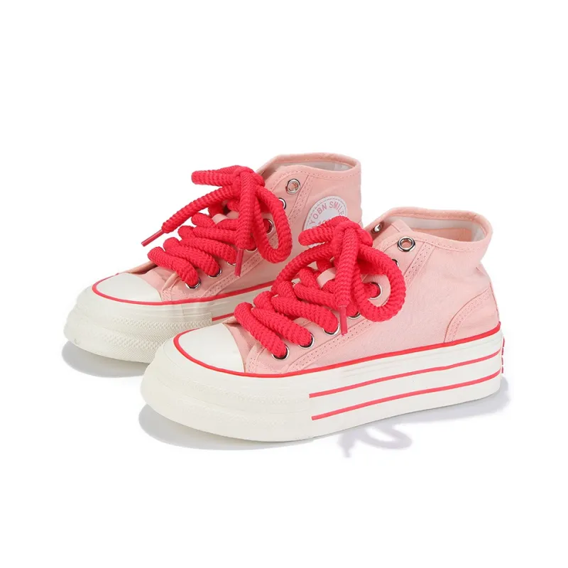 Yobn Non slip Lightweight High Top Canvas Shoes Women's Pink-3