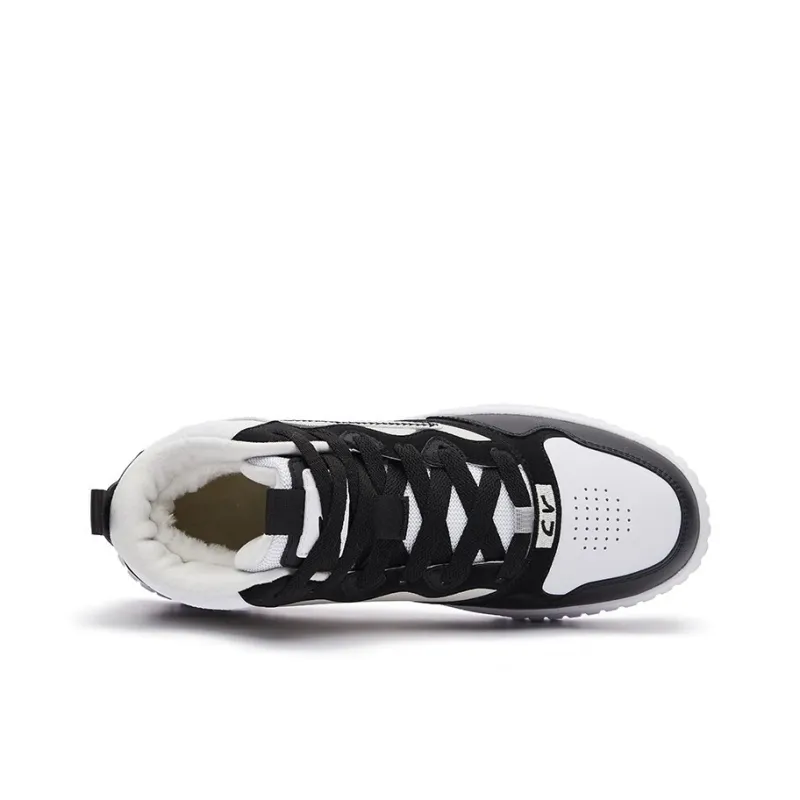 Erke Dots Wear resistant And Lightweight Mid Top Skateboard Shoes Men's Black White-2