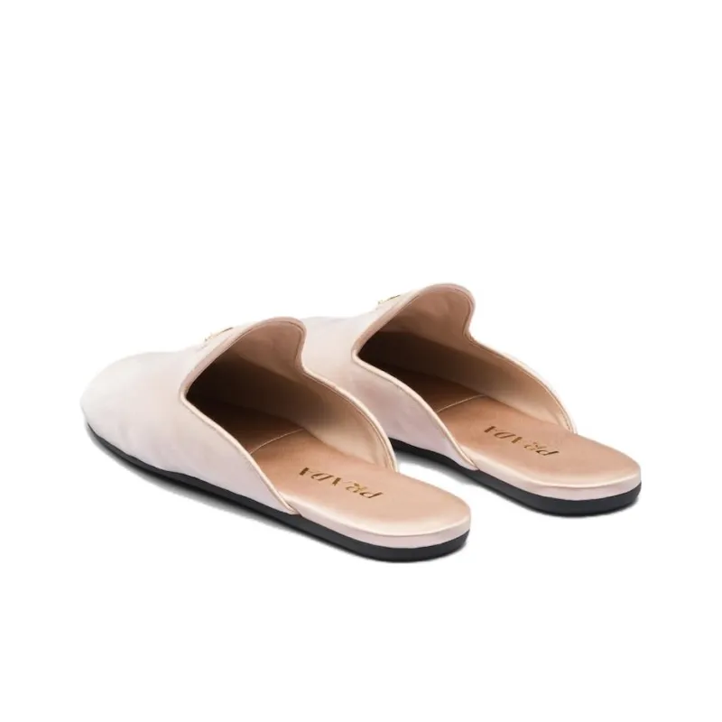 PRADA Logo-plaque Velvet Slippers-3