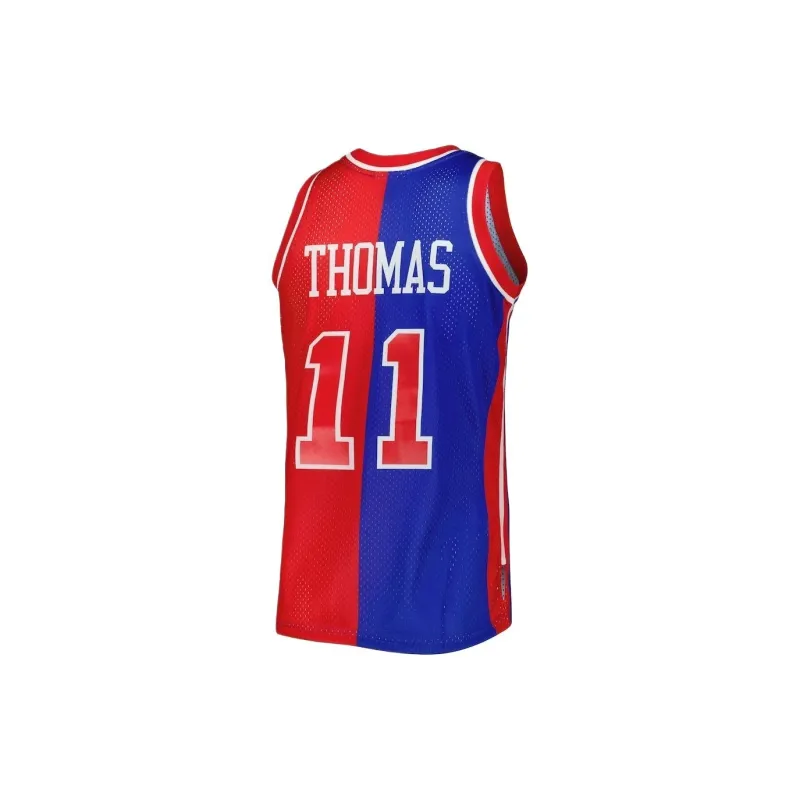 NBA x Mitchell & Ness Detroit Pistons Classics 1988/89 Split Swingman Basketball Jerseys Men's Blue/Red-1