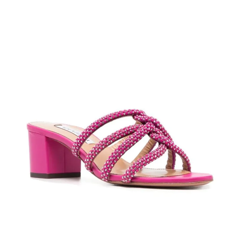 AQUAZZURA Crystal-embellished Leather Mules-2