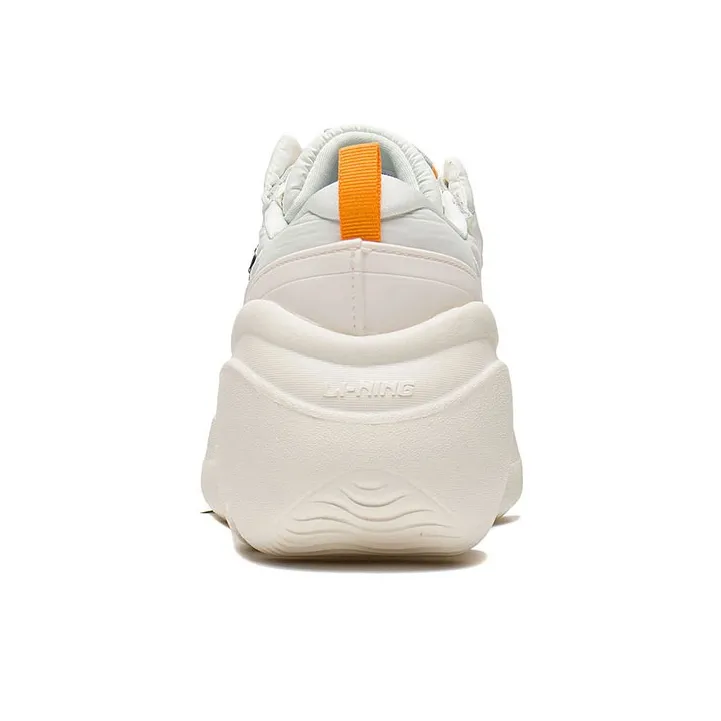 LiNing Cream Puff Cushioning, Slip Resistant, Abrasion Resistant, Height Increasing Low Top Casual Shoes Women's Ecru-5