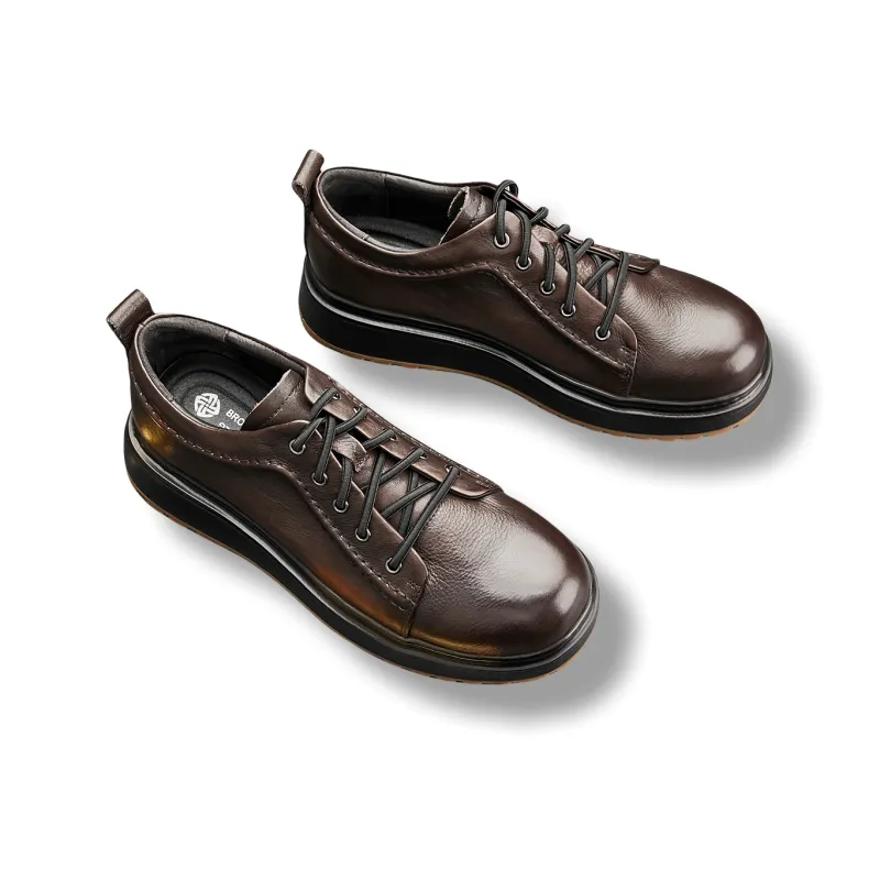 Brounvanm Men's Casual Shoes Men Low Top Coffee-3