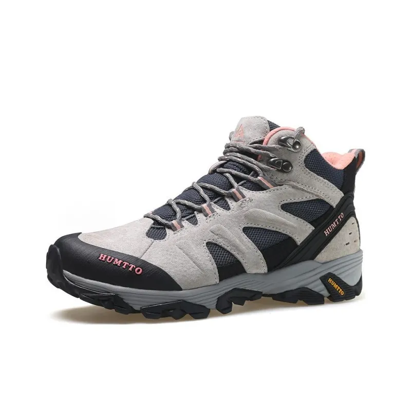 HUMTTO Cushioning Anti Slip And Wear Resistant High Top Outdoor Shoes Women's Gray Pink-1