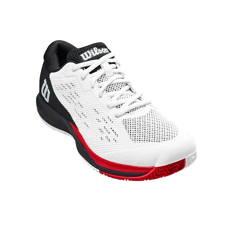 Wilson Rush Pro Ace Cushioning Anti Slip And Wear Resistant Coverage Low Top Tennis Shoes Men's White Black Red-1