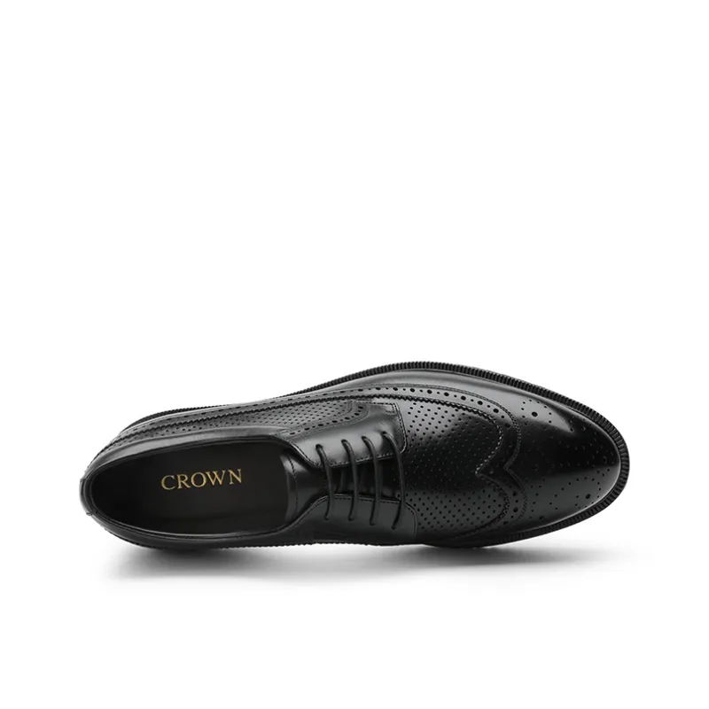 CROWN Dress Shoes Men's Black One Yard Larger-2