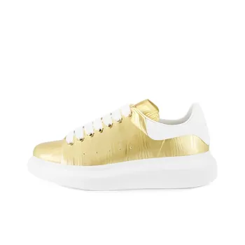 Alexander McQueen Low Top Skateboard Shoes Women's Gold White