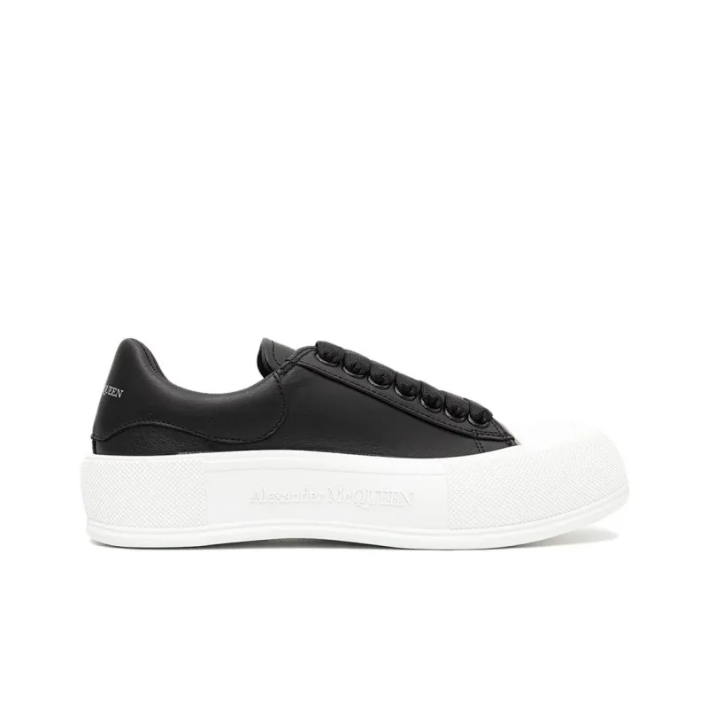 Alexander McQueen Deck Skate Plimsoll Shoes 'Core Black White' Women's-1